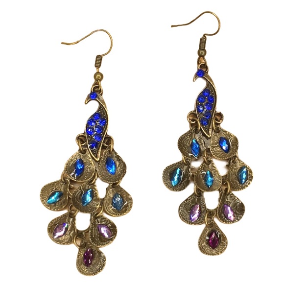 Peacock Earrings ( Lightweight ) - Picture 1 of 3
